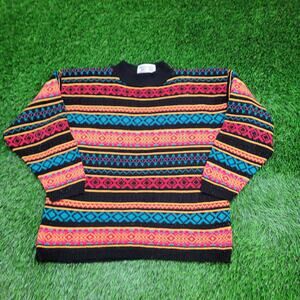 Vintage 80s Nordic Hippie Sweater Womens Large 22x23 USA